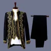 Мужские костюмы Blazers Blazers Black White Suits в китайском стиле Gold Emelcodery Blazers Prom Host Outfit Mal