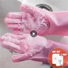 Gants de nettoyage en caoutchouc en Silicone, pratiques pour la cuisine, éponge domestique, vaisselle multifonctionnelle et Durable, 3 paires 223p