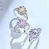 Cluster Ringe Vinregem Echt 925 Sterling Silber Crushed Weiß Rosa Gelb Saphir Synthetischer Moissanit Ring für Frauen Geschenk Tropfen