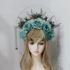 Punk sivri başlık Gotik Lolita Kraliçe Tanrıça Cosplay Barok Çiçek Halo Head Band Ejderha Kafatası Saç Aksesuarları