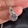 Sa38 Sieradenzakjes Zakken 2 Karaat Synthetische Moissanite Hanger Vier Klauw Ronde Met Diamanten Ingelegde Kalebas Ketting Sleutelbeenketting Vrouwelijk