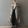 Женские траншеи Class Classic Khaki Long Trench Coats Женщины негативные корейские модные ветровые бревно