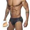 Roupa de banho masculina impressão sexy push up pad mens nadar briefs maiô masculino tronco de natação praia surf maiô esporte aquático curto