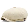 Bérets 2023 Fashion adulte Caps SBOY Men Sheild Colon Cotton British Vintage Painter HATS PRINTEM