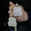 Pendant Necklaces Iced Out Bling CZ Letters 80'S BABY Pendant Necklace Two Tone Color Zircon Alphabet Charm Men's Women Hip Hop Jewelry 230824