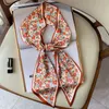 Foulards Mode Floral Print Soie Foulard Femmes Mince Cou Long Étroit Bureau Lady Châle Bandanas Femme Skinny Bandeaux 230825