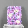 Decorative Flowers 40x60cm Artificial Flower Board Wedding Decoration Background Champagne Silk Rose Fake Hydrangea Wall 24pcs
