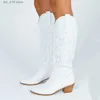 Buty Bonjomarisa White Cowboy Cowgirls Western Boots haft moda moda damskie buty do kolan jesienne buty damskie buty buty T230824