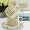 Mugs Drop Suppliers Classic Mosaic Tea Cup And Saucer Gold Ceramic Mug Creative Tableware With Gift Box 230825