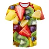 T-shirts voor heren Citroen Aardbei Druif Fruit Print 3D-printen T-shirt en damesmode Fun Casual korte mouw Zomer Est