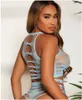 Sexy Set Sexy Fishnet Girl Mini Dress Top Dresses 2 Piece Suit Sky Blue Bodystockings Lingerie 230808