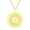 Anhänger Halsketten QIMING Medaillon Keltische Sonne Halskette Für Frauen Runder Kreis Weltraum Solar Amulett Edelstahl Schmuck