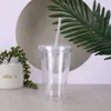 Water Bottles Reusable Portable Transparent Double-layer Bottle Colorful Tumbler With Straw For Coffee Milk Smoothie Cup Drinkware 16OZ