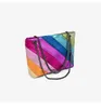 Kur damski torba kolorowy kontrast szwy projektant torby łańcucha crossbody torba Rainbow ręczne torby na ramię