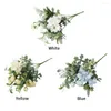 Dekoratif Çiçekler Düğün Partisi 5 Saplar Gerçek Dokunma Simülasyonu İpek Hidrangea Düzenleme Gelin Buket Sahte Yapay Çiçek Centerpieces