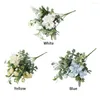 Decorative Flowers Wedding Party 5 Stems Real Touch Simulation Silk Hydrangea Arrangement Bridal Bouquet Fake Artificial Flower Centerpieces