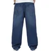 Mens Jeans Fashion Baggy Man Dark Blue Color Hiphop Loose Skateboard Men Big Size 3046 Pantalones Botton Trousers 230825