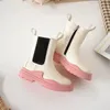 Scarpe firmate per bambini Stivali per bambini Ragazzi Ragazze Sneakers in pelle Bambini Stivaletti Chelsea per giovani Stivaletti colorati Matin Suola in gomma Elastico Bianco 88EZ #