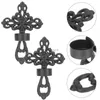 2 pièces croix chandelier support en fer appliques murales supports en métal bougie chauffe-plat suspendu garniture noire ornement HKD230825