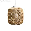 Abat-jour couverture lumière tissé pendentif lustre rotin plafond abat-jour nuances cage tissage rustique remplacement ferme en osier HKD230825