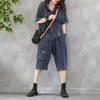 Tute da donna Versione coreana Estate Set di jeans sottili Allentato e sottile Manica corta Riduzione del peso MM Tempo libero Due pezzi Moda Solido