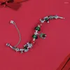 Шармовые браслеты Год рождественский подарок красно -зеленый кристалл браслет Санта Снежоки Снежинка Столоп Сделай DIY Ювелирные изделия Рождество