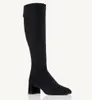 Stivali invernali di lusso Aquazzura Saint Honore Stivale al ginocchio Tacco largo Nero Marrone Cerniera Punta tonda Stivaletti da sposa Brial EU35-43 Con scatola