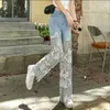 Women's Jeans 2023 Summer Woman Loose And Versatile Hollow Out Lace Stitching Denim Pants Women High Waist Female Casual Trousers P760