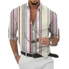 Camicie casual da uomo Camicia maschile con colletto Abito quotidiano Vacanza Pigiama a maniche lunghe Festa a righe lisce