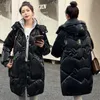 Casacos de trincheira femininos brilhantes longos mulheres moda inverno parkas com capuz engrossar roupas quentes jaquetas à prova d'água casaco feminino swredmi