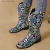 All-Match Shoes Snake Winter Thick Heel Women's 2024 Print PU Oversized Knee-Length Warm Knight Boots T230824 736