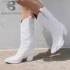 Sier Metallic Knee High Cowboy는 여성용 발가락 Bonjomarisa Boots 2022 브랜드 디자이너 패션 Western Boots Shoes T230824 571