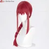 Chainsa de anime Man Red trançado o calor resistente ao calor Partido sintético MAKIMA Wigs Cosplay Wig Cap 230824