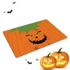 Tapis de bain Halloween citrouille paillasson porte d'entrée tapis de sol décoratif de vacances réutilisable pour les escaliers