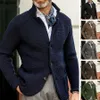 Suéter masculino masculino gola de malha casaco de manga comprida suéter cardigan jaqueta sólida grossa quente casual cardigan tricô suéter 230824
