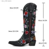 cowgirls cowboy heart floral Mid Calf women stacked heeled Women Embroidery Work ridding Western Boots shoes big size 46 T230824