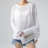 Women's T Shirts Korean Fashion INS Versatile Long Sleeve T-shirt Women Loose Perspective Thin Spring Ice Silk Pullover Sunscreen Cover Top