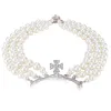 Collier multicouche de perles en strass pour femmes, chaîne de clavicule, colliers de perles baroques, bijoux cadeau