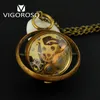 Zakhorloges Unieke Bal Glas Skeleton Mechanisch Zakhorloge Opwinden Steampunk Retro Vrouwen Dames Ketting Hanger Geschenken Vintage Klok 230825