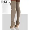 Sexy 2021 The Elastic Stretch Thigh Over Women Knee High Heels Sock Boots New Botas De Mujer Size 36-43 T230824 291