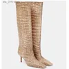 Lengte denim knie nieuw uit Europa en Amerika slanke hoge hakken modieuze vierkante teen modeshow dames lange laarzen t230824 94AC8