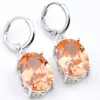 10PRS LuckyShine Classic Fashion Fire Oval Morganite Cubic Zirconia Gemstone Silver Dangle Earrings for Holiday Wedding Party334s