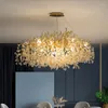 Lustres de luxo sala de estar ramo g9 lustre led iluminação de ouro lustre cristal luminária pendurado luz interior