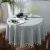 Tafelkleed Scandinavisch rond tafelkleed Effen kleur Kwastje El Banquet Grote keuken Waterdichte en oliebestendige mat