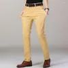 Men's Jeans Khaki Solid Color Stretch Slim Classic Fashion Business Casual Pants Korea Male Office Full Length Denim Trousers