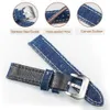 Titta på band Hemsut Canvas Quick Release Premium Denim Blue Two Pieces Straps Matt Steel Buckle 20mm 22mm 24mm 230825