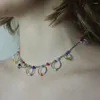 Hanger Kettingen Boho Stijl Kleurrijke Kralen Gedraaide Cirkel Choker Ketting Voor Vrouwen Roestvrij Stalen Ketting Korte Egirl Y2K Zomer Sieraden