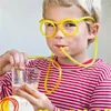 Cannucce Divertenti giocattoli di paglia in plastica morbida per bambini Occhiali flessibili Scherzo per feste Giocattolo di compleanno