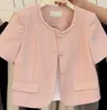 Giacche da donna Estate in rilievo Abito rosa Sottile 2023 Giacca corta moda Donna Età che riduce Top Outwear Cappotto Coreano Giappone