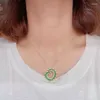 Chaînes Meibapj beaucoup de pierres naturelles émeraude amour coeur pendentif collier réel 925 pur argent vert pierre fine bijoux de mariage pour les femmes